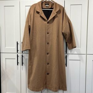 Eskandar Baby Camel Hair Button Front Trench Coat Size 0 US 4 Vintage England